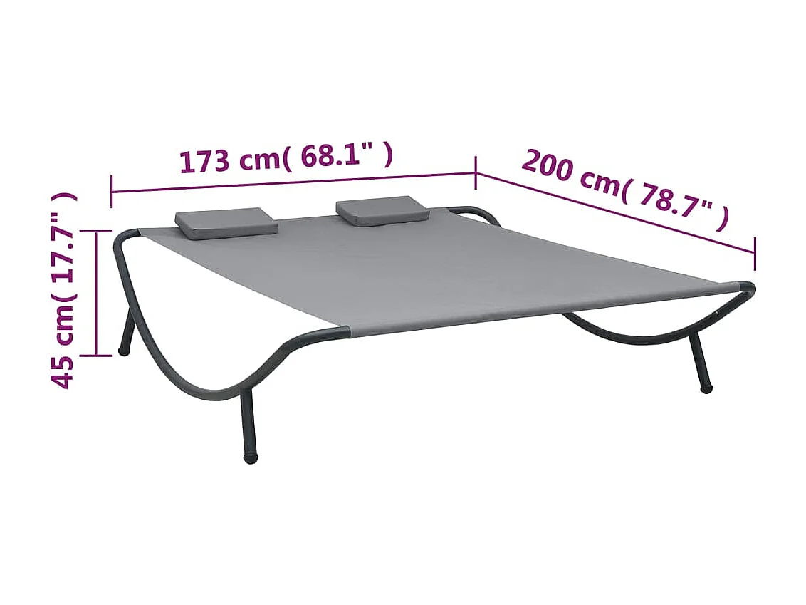 Chaise longue d'extérieur Tissu Anthracite