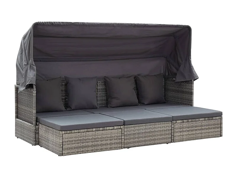 Garten-Sonneninsel mit Dach Grautöne Poly Rattan