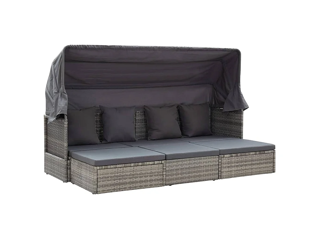 Garten-Sonneninsel mit Dach Grautöne Poly Rattan