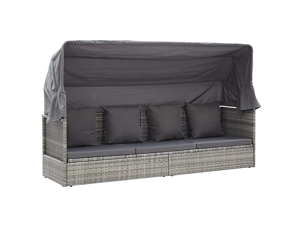Garten-Sonneninsel mit Dach Grautöne Poly Rattan