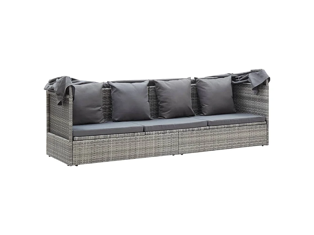 Garten-Sonneninsel mit Dach Grautöne Poly Rattan