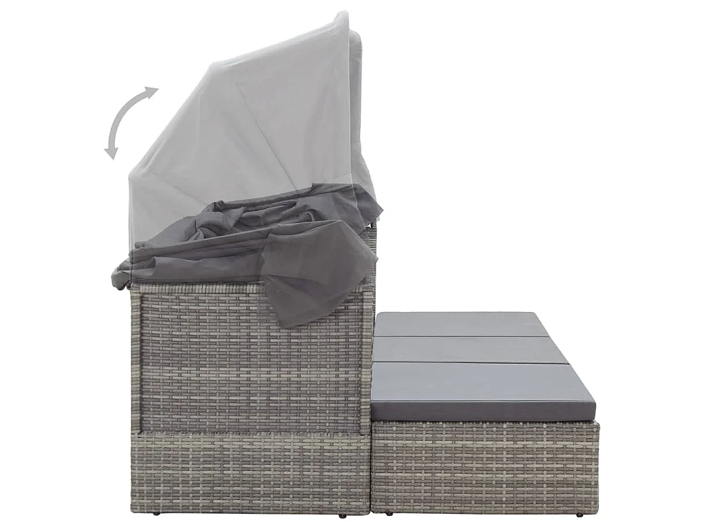 Garten-Sonneninsel mit Dach Grautöne Poly Rattan