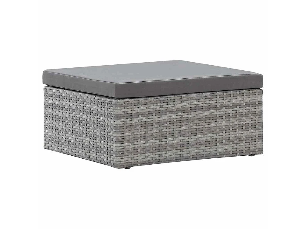 Lettino da Giardino con Tettuccio in Polyrattan Grigio Mélange