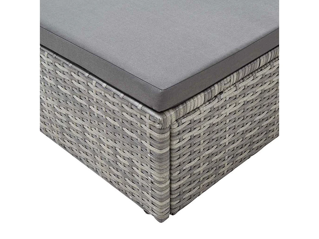 Lettino da Giardino con Tettuccio in Polyrattan Grigio Mélange