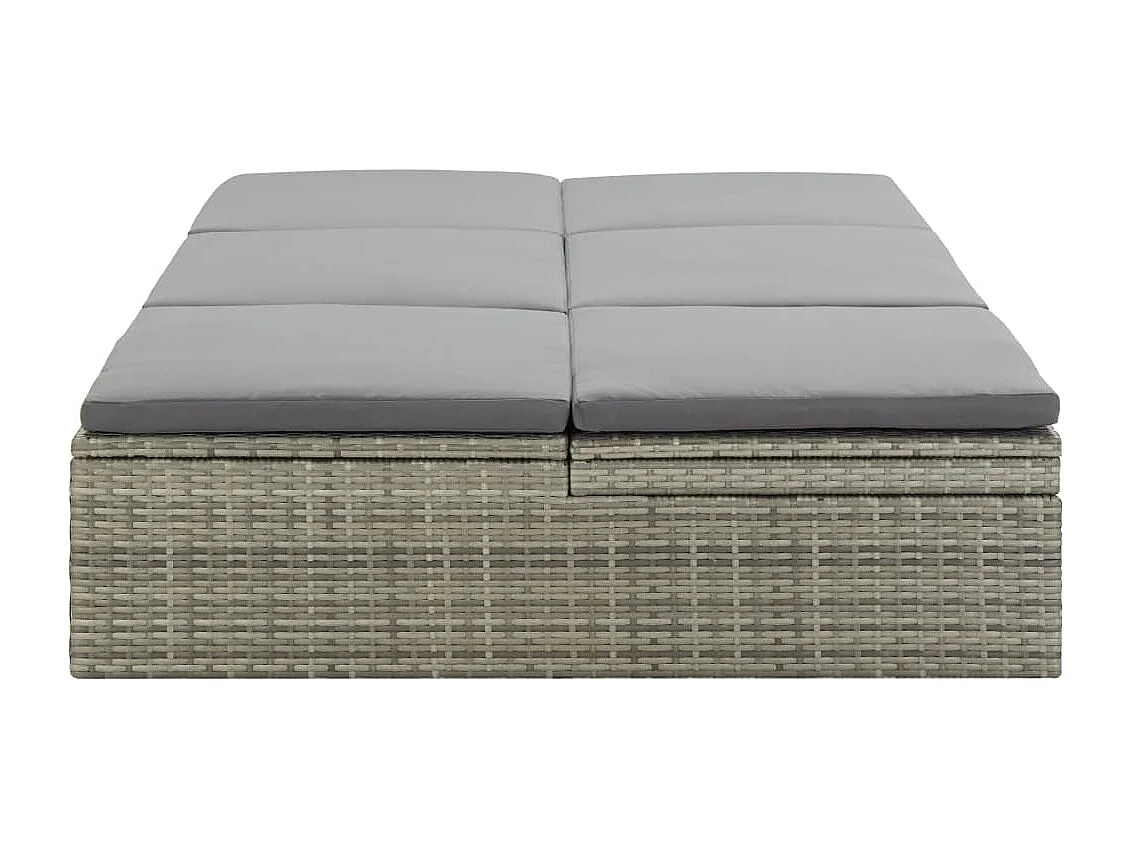 Sonnenliege mit Auflage Poly Rattan Grau