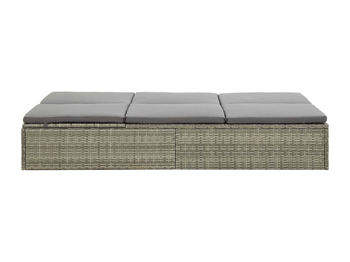 Sonnenliege mit Auflage Poly Rattan Grau