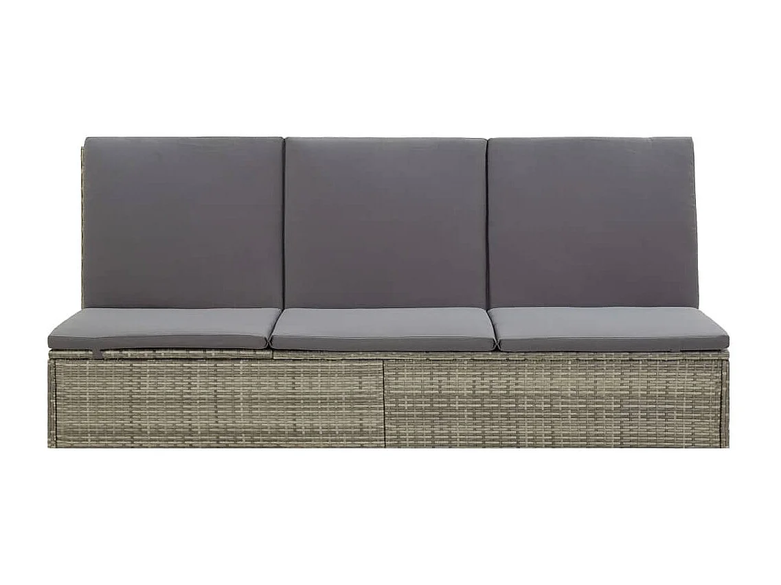 Sonnenliege mit Auflage Poly Rattan Grau