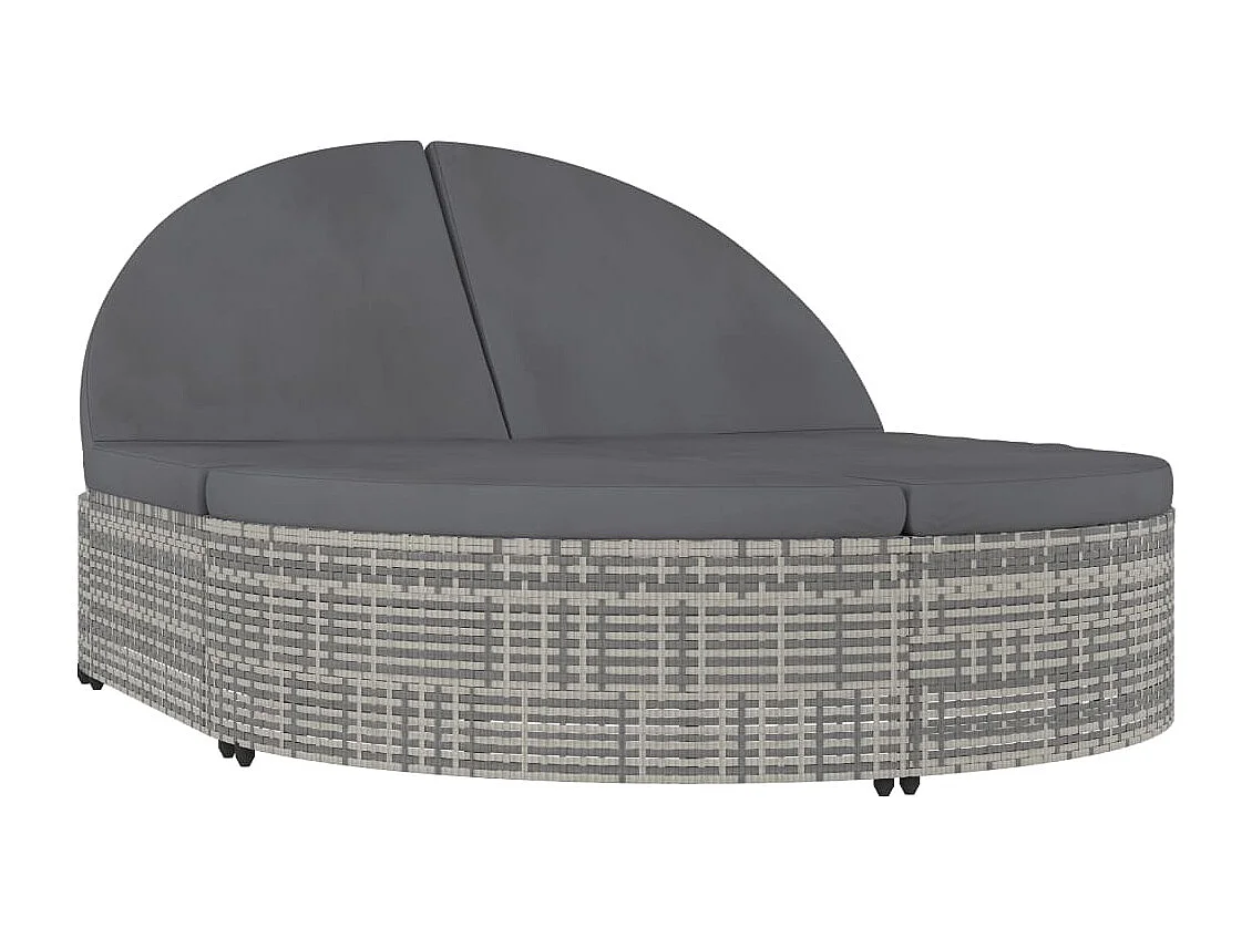 Chaise longue à 2 places avec coussins Résine tressée Gris
