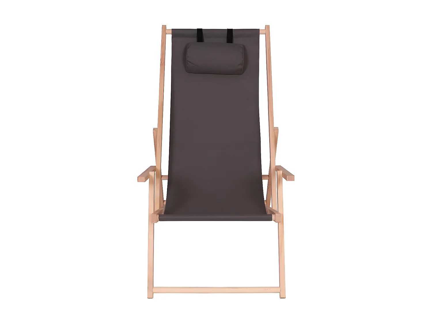 Set van 2 inklapbare en stapelbare houten ligstoelen "Chilienne" met armleuningen - Donkergrijs