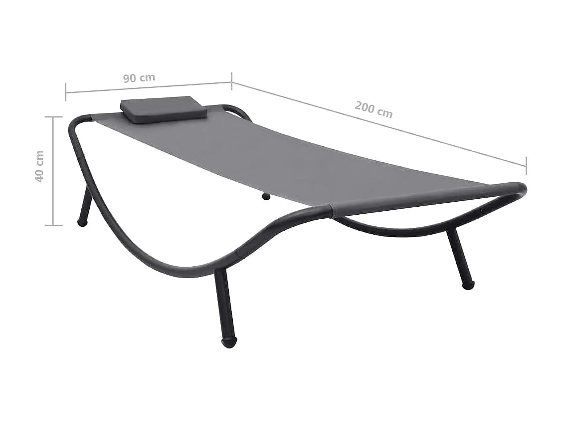 Lit de jardin Gris 200x90 cm Acier