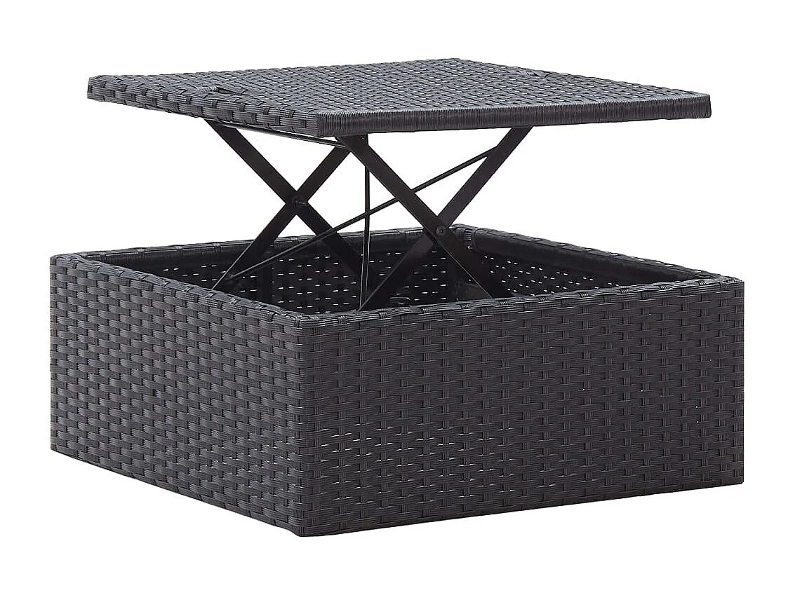 Espreguiçadeira de jardim com teto vime PE preto