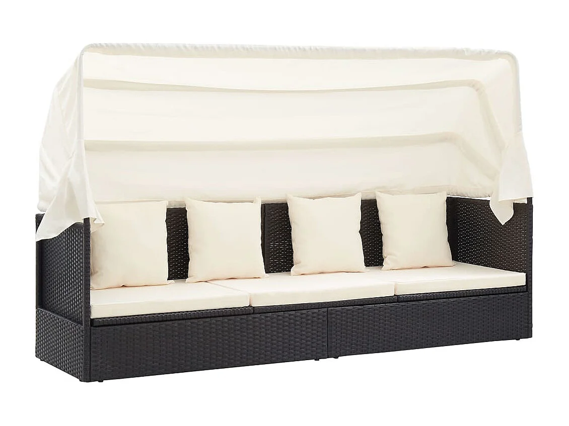 Garten-Sonneninsel mit Dach Schwarz Poly Rattan