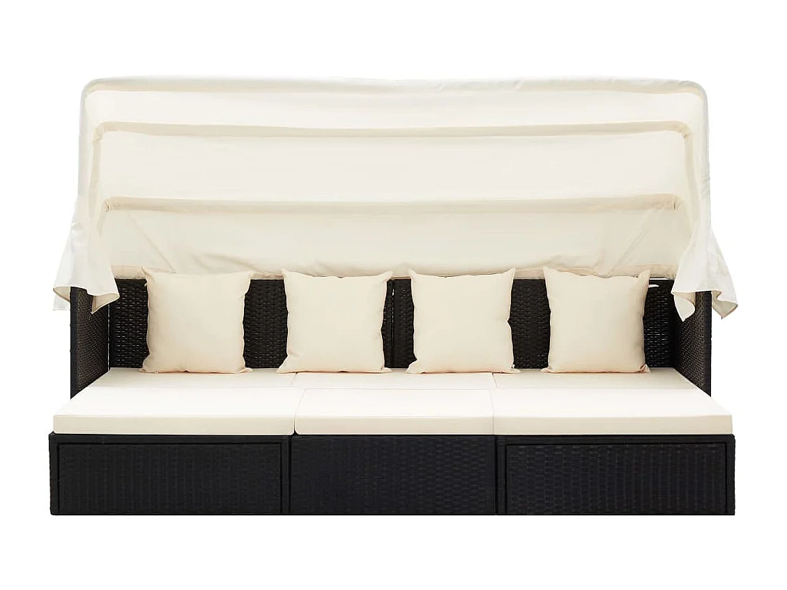 Garten-Sonneninsel mit Dach Schwarz Poly Rattan