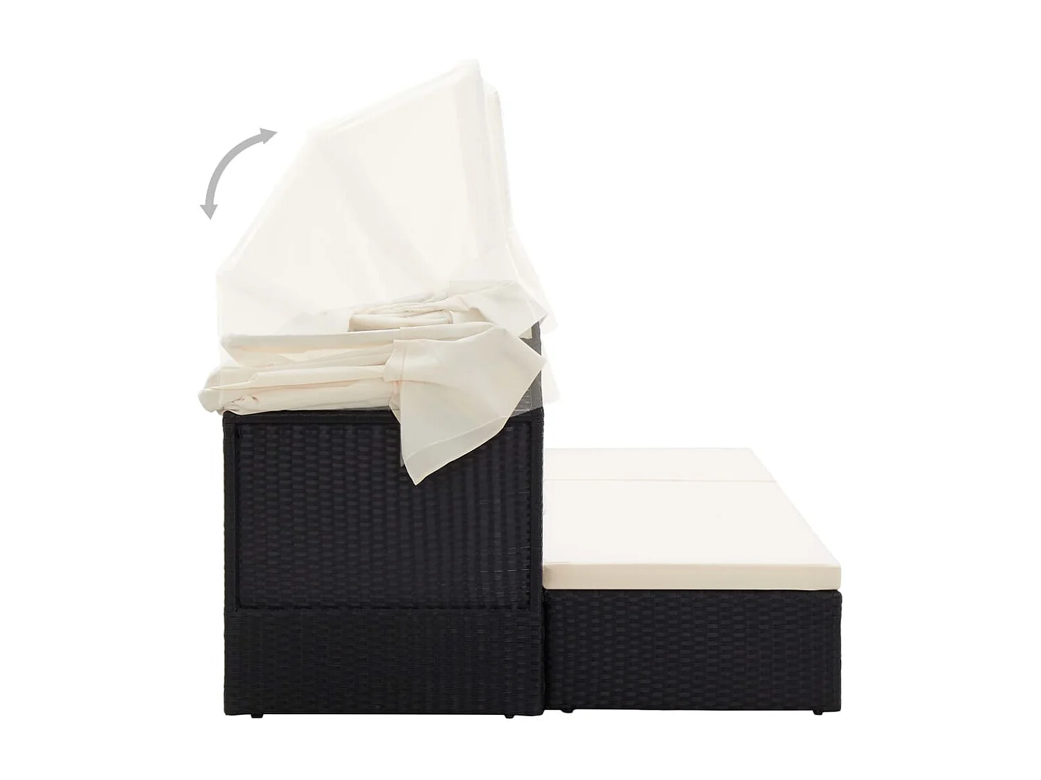 Garten-Sonneninsel mit Dach Schwarz Poly Rattan