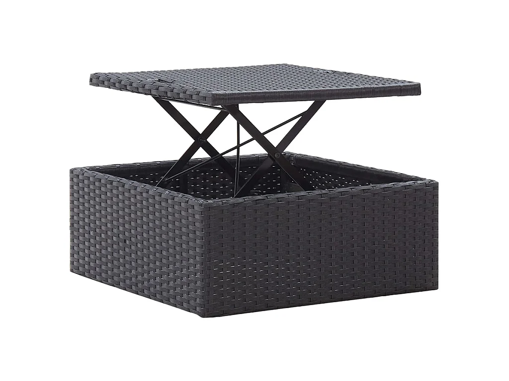 Lettino da Giardino con Tettuccio in Polyrattan Nero