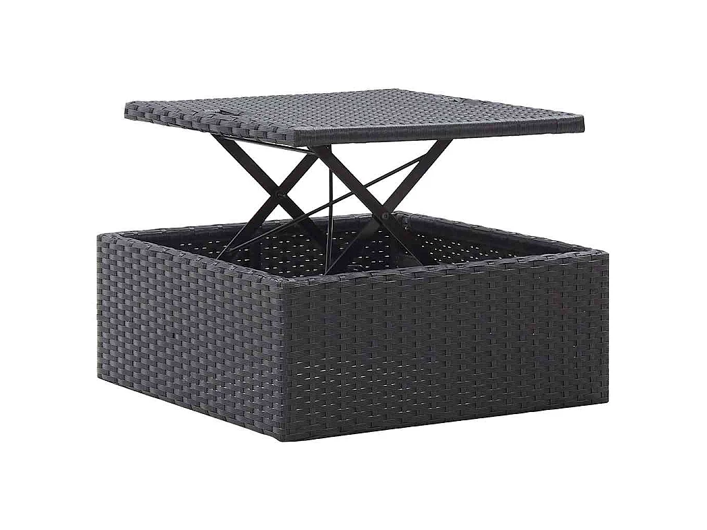 Lit de jardin avec toit Noir Résine tressée
