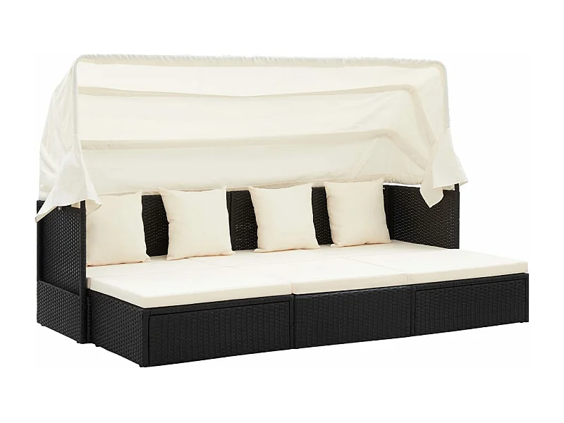 Garten-Sonneninsel mit Dach Schwarz Poly Rattan