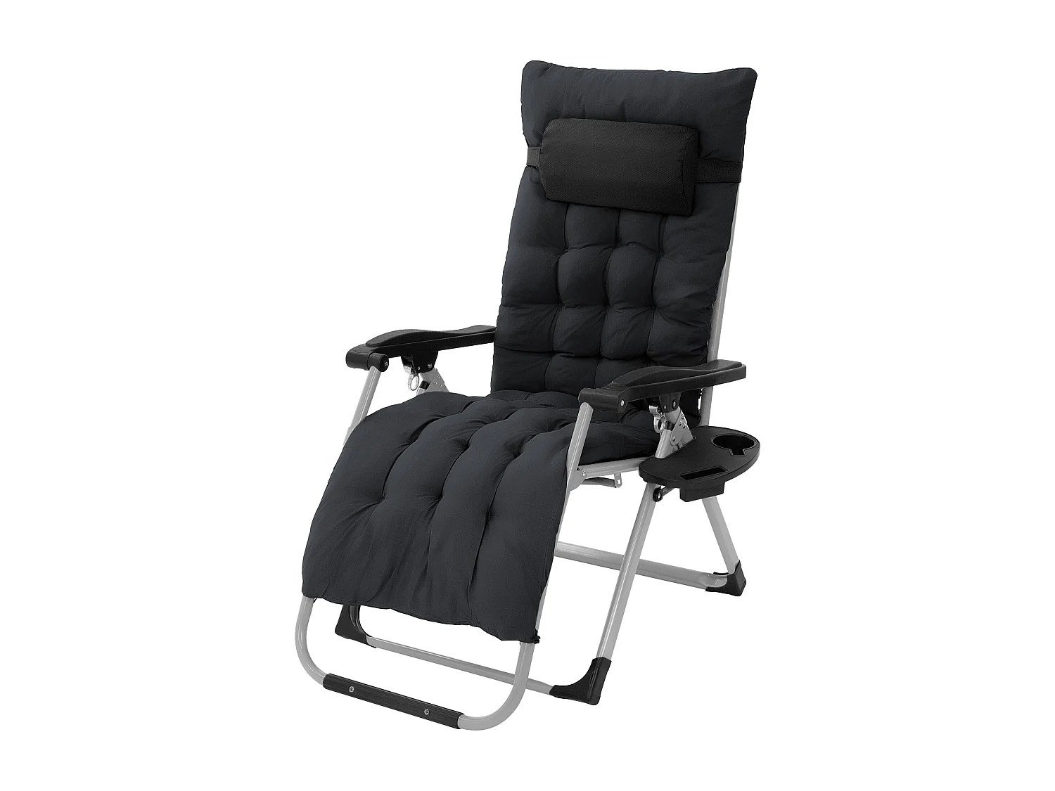 Sdraio con cuscino e porta bevande regolabile da giardino lettino patio spiaggia