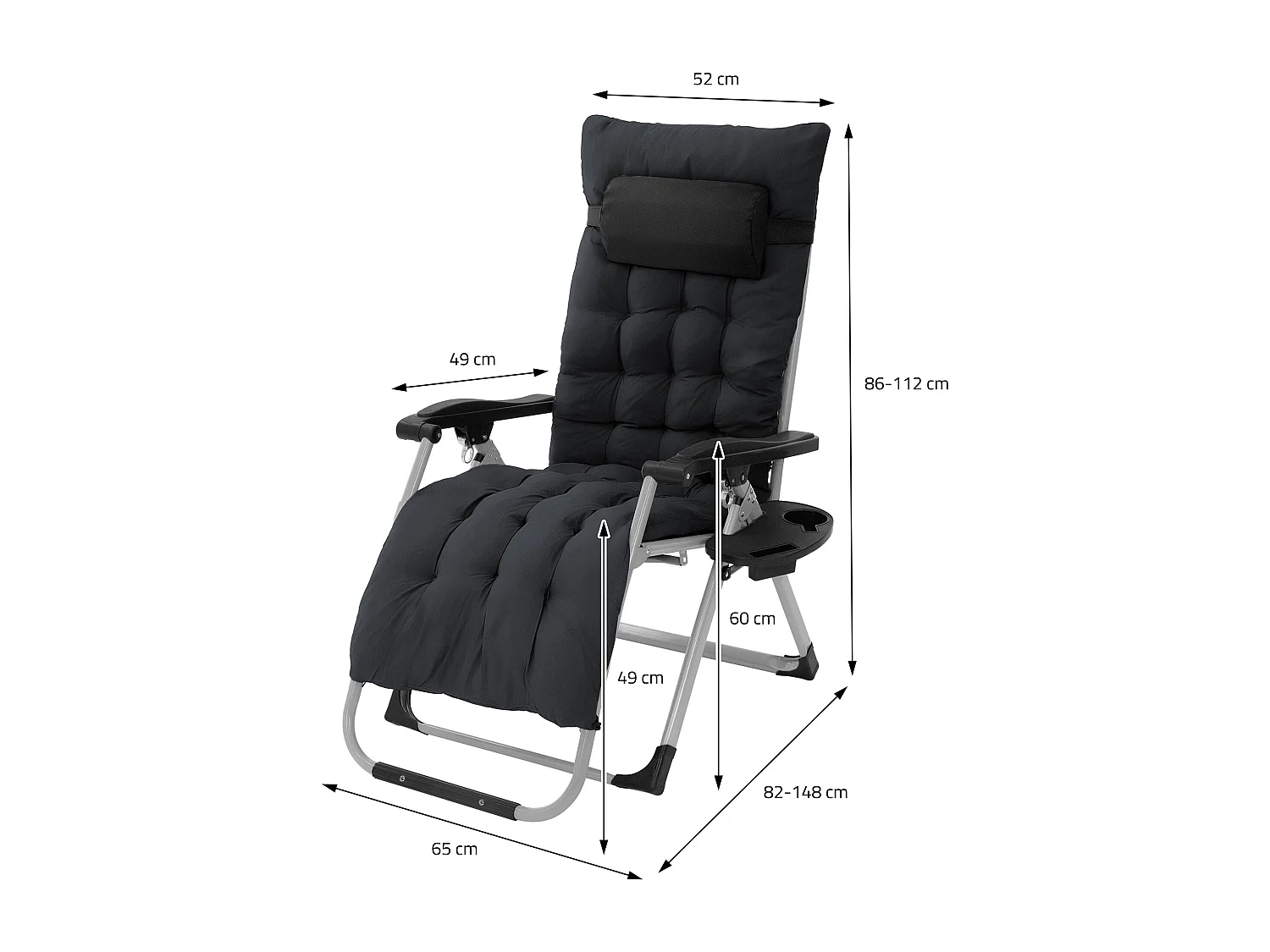 Sdraio con cuscino e porta bevande regolabile da giardino lettino patio spiaggia