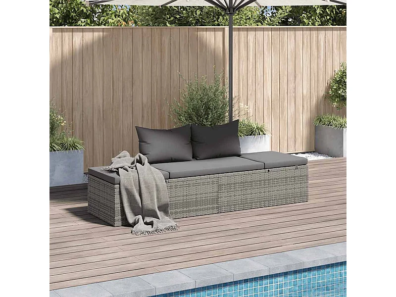 Gartenbett Grau 195×60 cm Poly Rattan