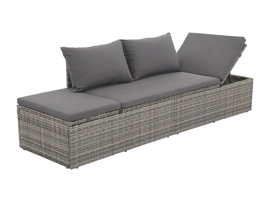 Espreguiçadeira de jardim 195x60 cm vime PE cinzento