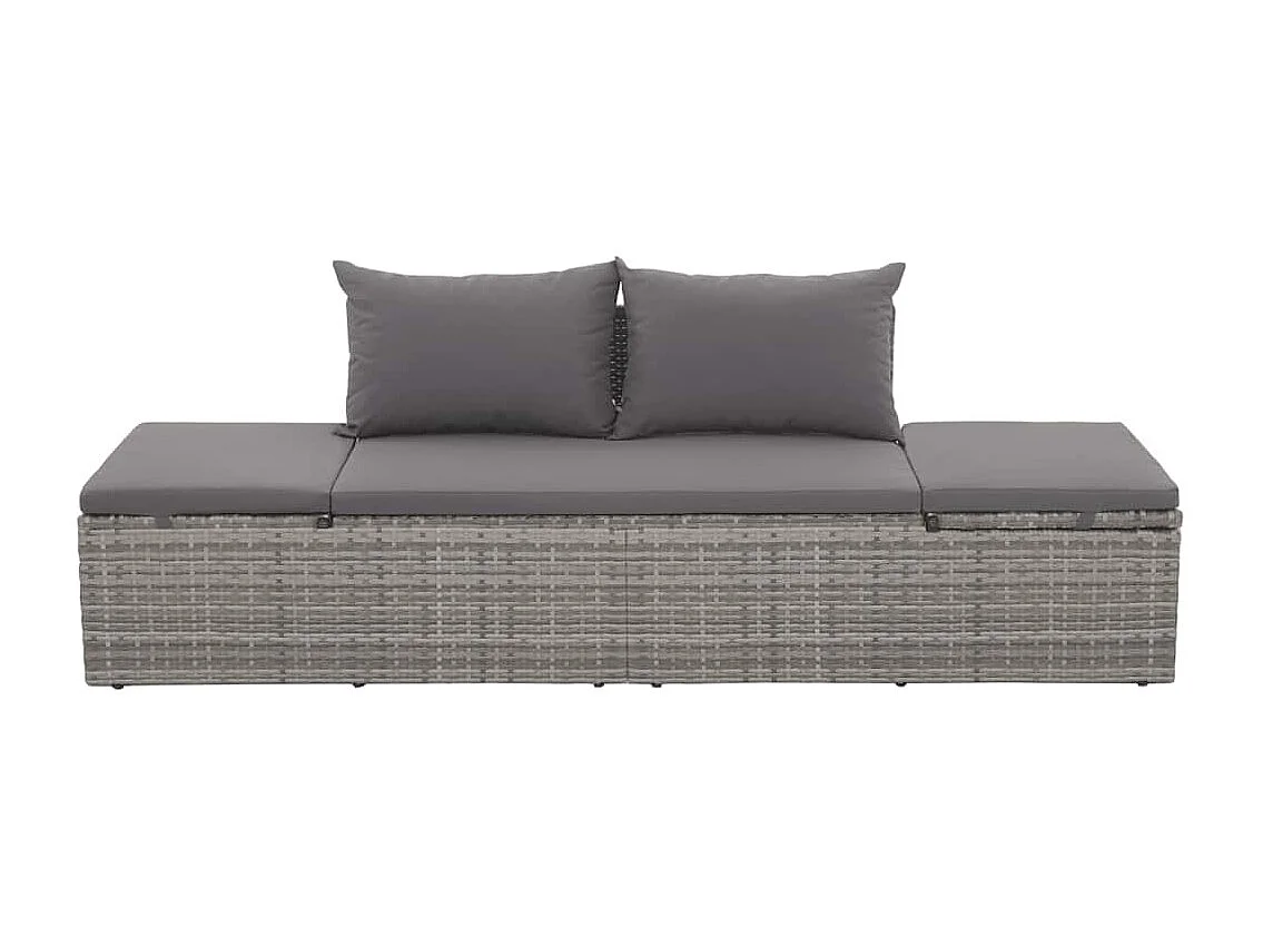 Lit de jardin Gris 195x60 cm Résine tressée