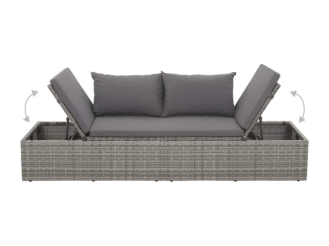 Lit de jardin Gris 195x60 cm Résine tressée