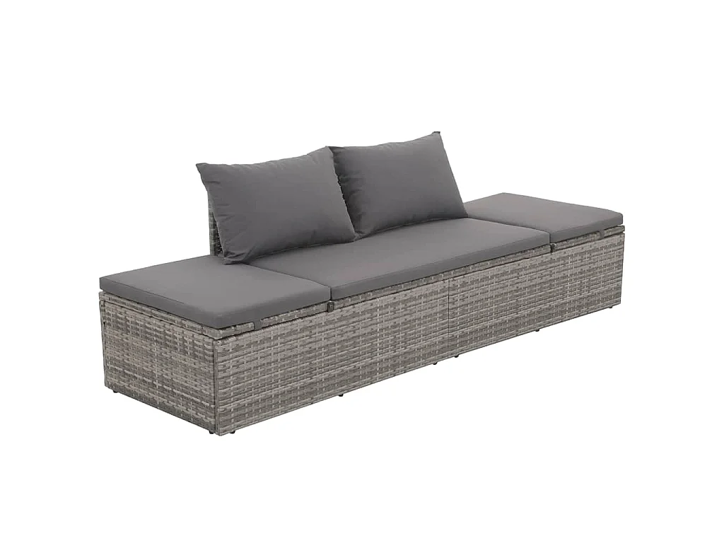 Tuinbed 195x60 cm poly rattan grijs