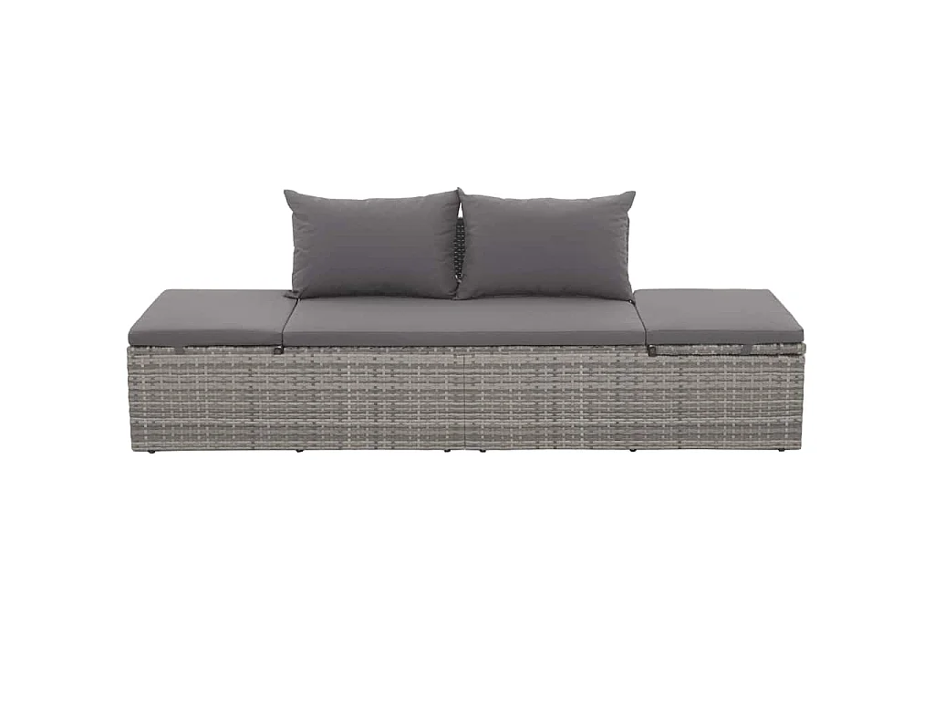 Tuinbed 195x60 cm poly rattan grijs
