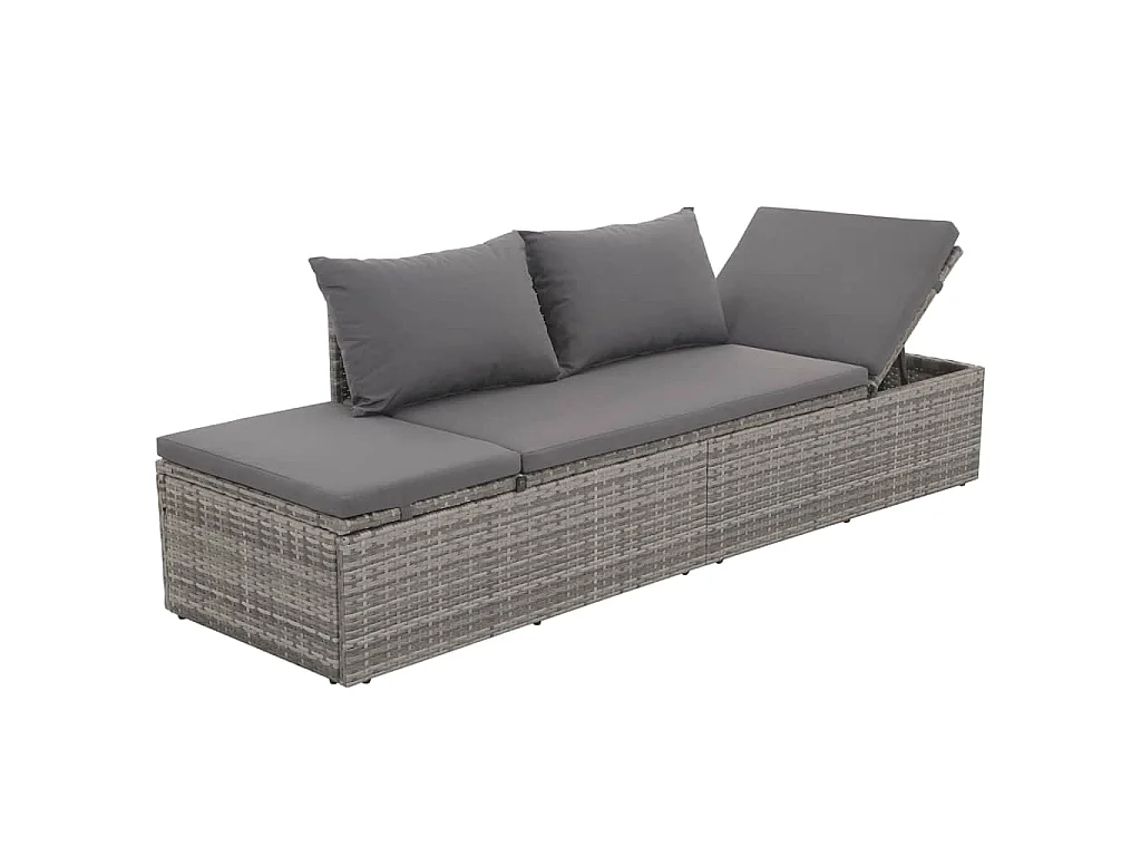 Tuinbed 195x60 cm poly rattan grijs