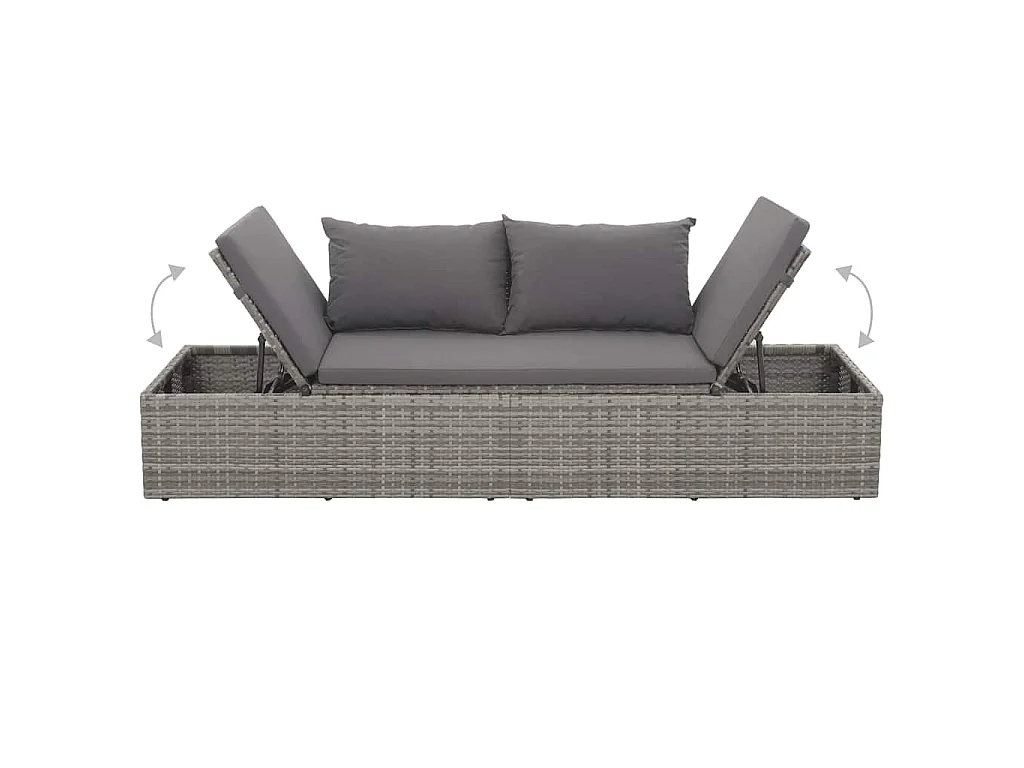 Tuinbed 195x60 cm poly rattan grijs