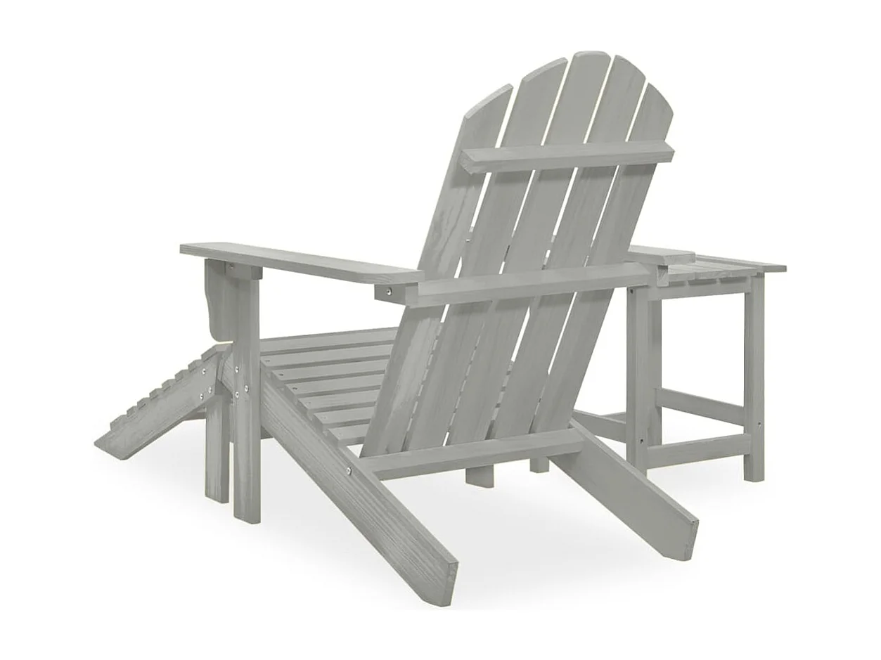 Tuinstoel Adirondack voetenbank tafel massief vurenhout grijs