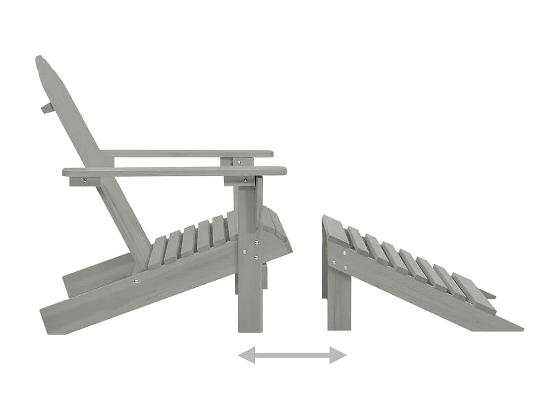 Tuinstoel Adirondack voetenbank tafel massief vurenhout grijs