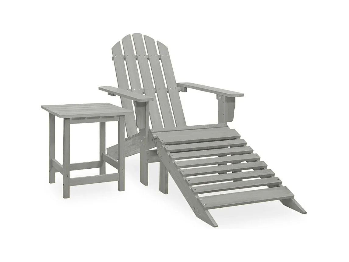 Adirondack-Gartenstuhl mit Fußstütze & Tisch Tannenholz Grau