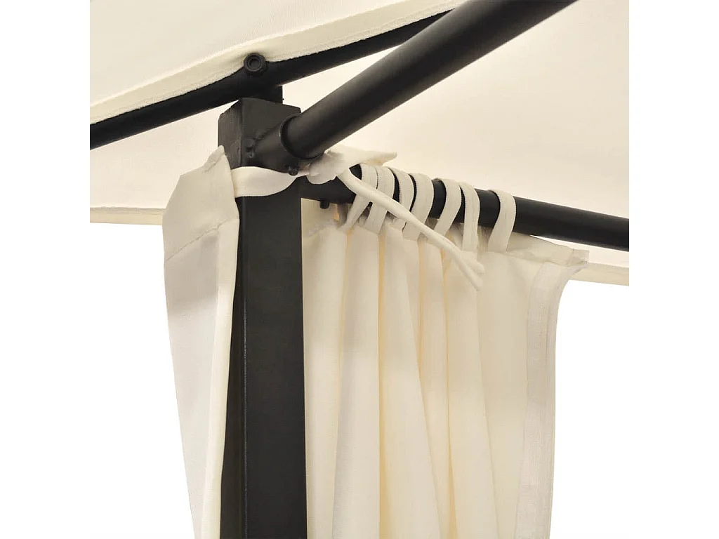 Chaise longue double avec rideaux Résine tressée Noir