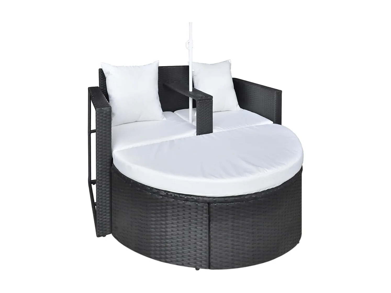 Gartenbett mit Sonnenschirm Braun Poly Rattan