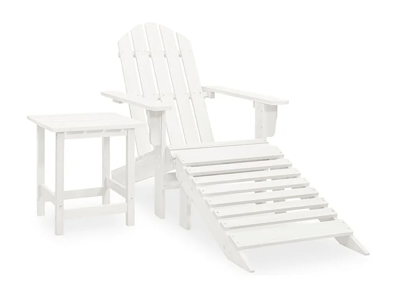Cadeira de jardim Adirondack c/ otomano e mesa abeto branco