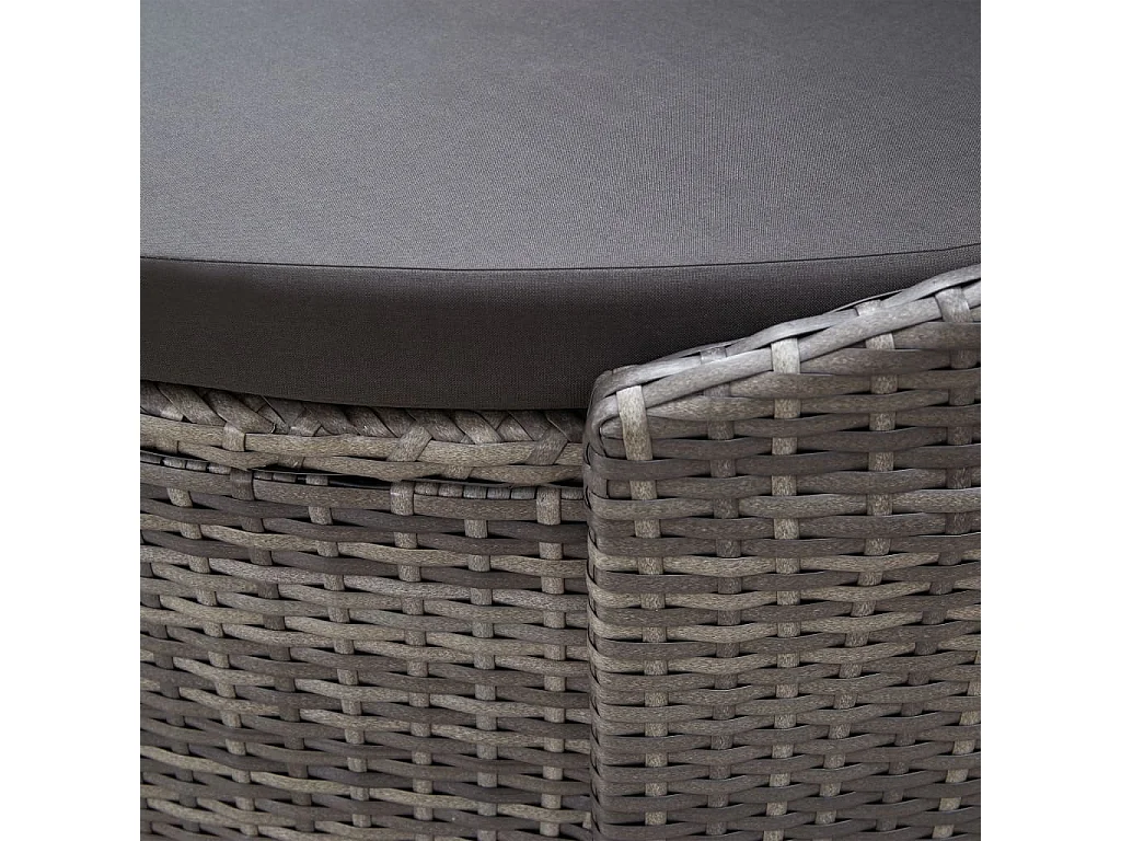 Lettino Prendisole con Baldacchino in Polyrattan Grigio