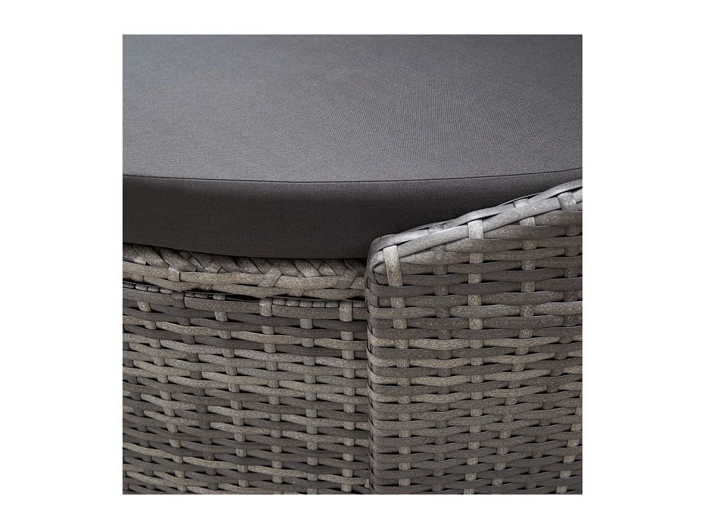 Loungebed met luifel poly rattan grijs
