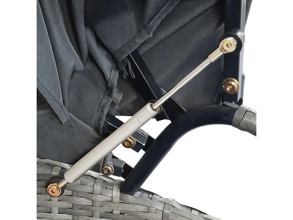 Chaise longue d'extérieur avec auvent Résine tressée Gris