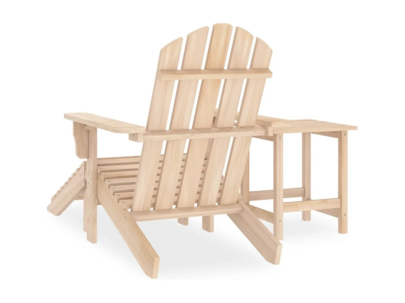 Silla Adirondack de jardín con otomana y mesa macizo abeto rosa