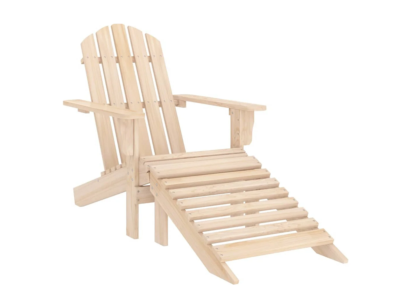 Silla Adirondack de jardín con otomana y mesa macizo abeto rosa