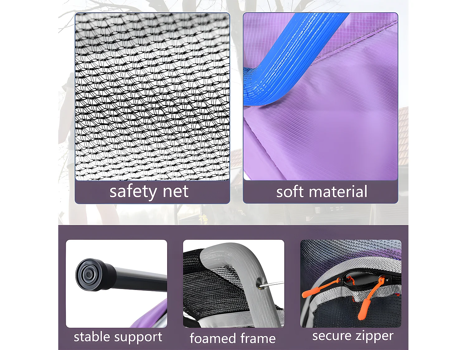 Trampoline met basketbalring - binnen en buiten - gegalvaniseerd stalen frame - Paars