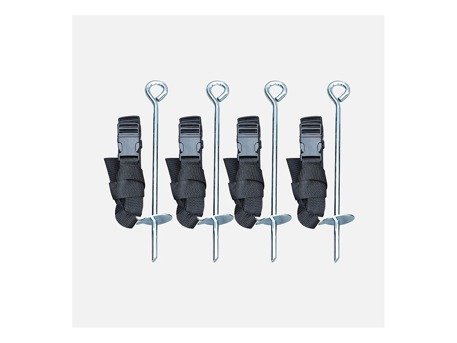 Kit d'ancrage pour trampoline - 4 sardines de fixation et sangles - Compatible toutes tailles