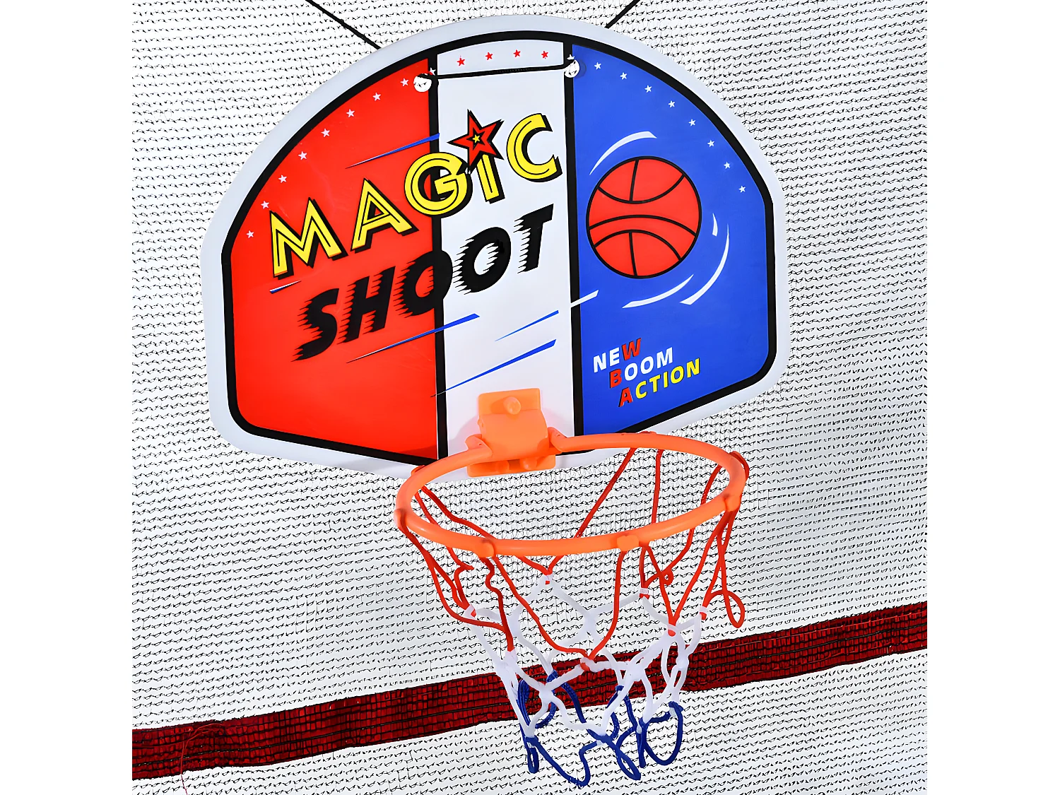 Trampolino con canestro da basket - da interno e da esterno - struttura in acciaio zincato - Multicolor