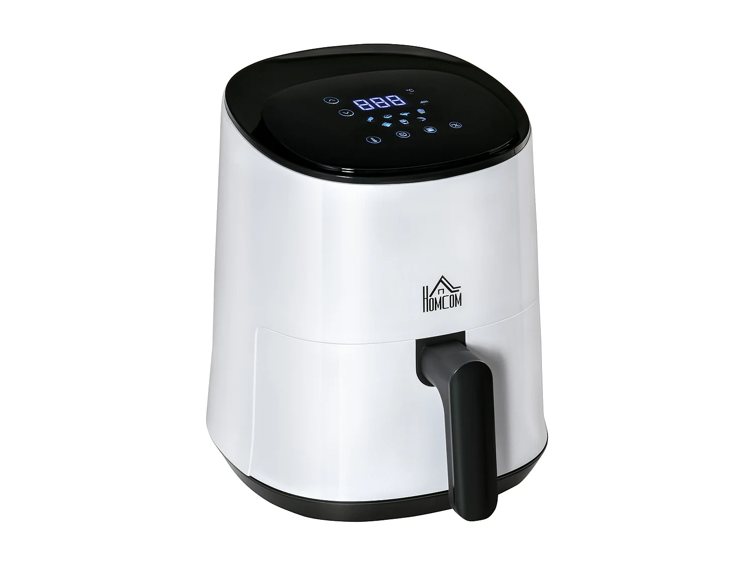 Friteuse sans huile air fryer 1300 W 2,5 L avec affichage numérique, 7 programmes, température réglable, minuterie et panier antiadhésif blanc noir