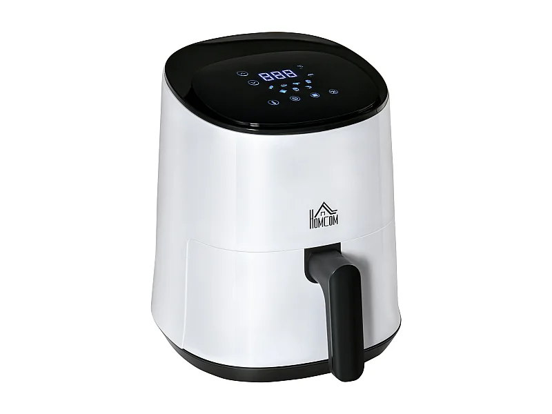 Friteuse sans huile air fryer 1300 W 2,5 L avec affichage numérique, 7 programmes, température réglable, minuterie et panier antiadhésif blanc noir
