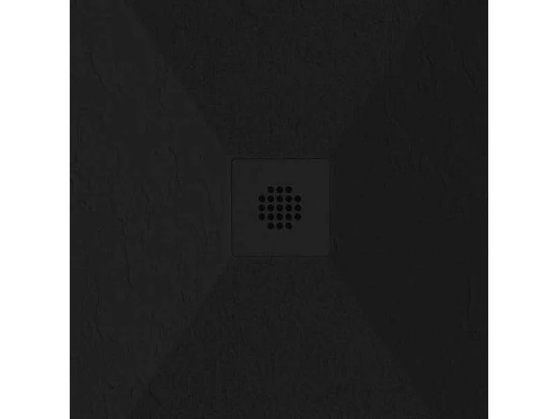 Mineralguss-Duschwanne extra flach DEXA Schieferoptik SCHWARZ 80x130 cm  Auslaufschutz in Farbe