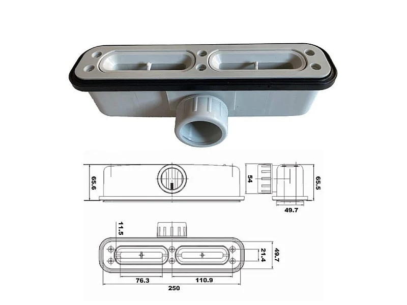 Plato de ducha resina LUX antracita  70x140cm rejilla acero inox.