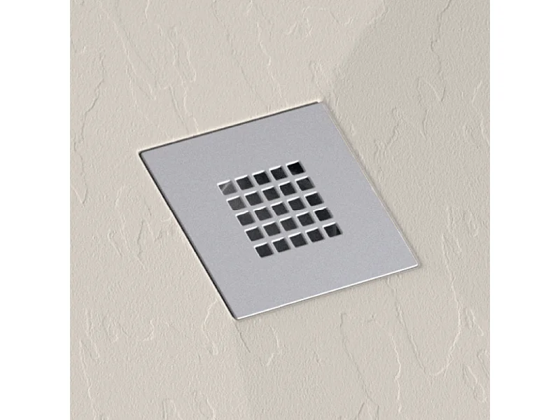 Mineralguss-Duschwanne extra flach DEXA Schieferoptik BEIGE 90x110 cm  Auslaufschutz in Farbe